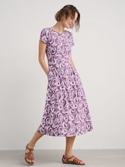Seasalt Cornwall Purple Tall April Short Sleeve Dress - Image 1 of 5