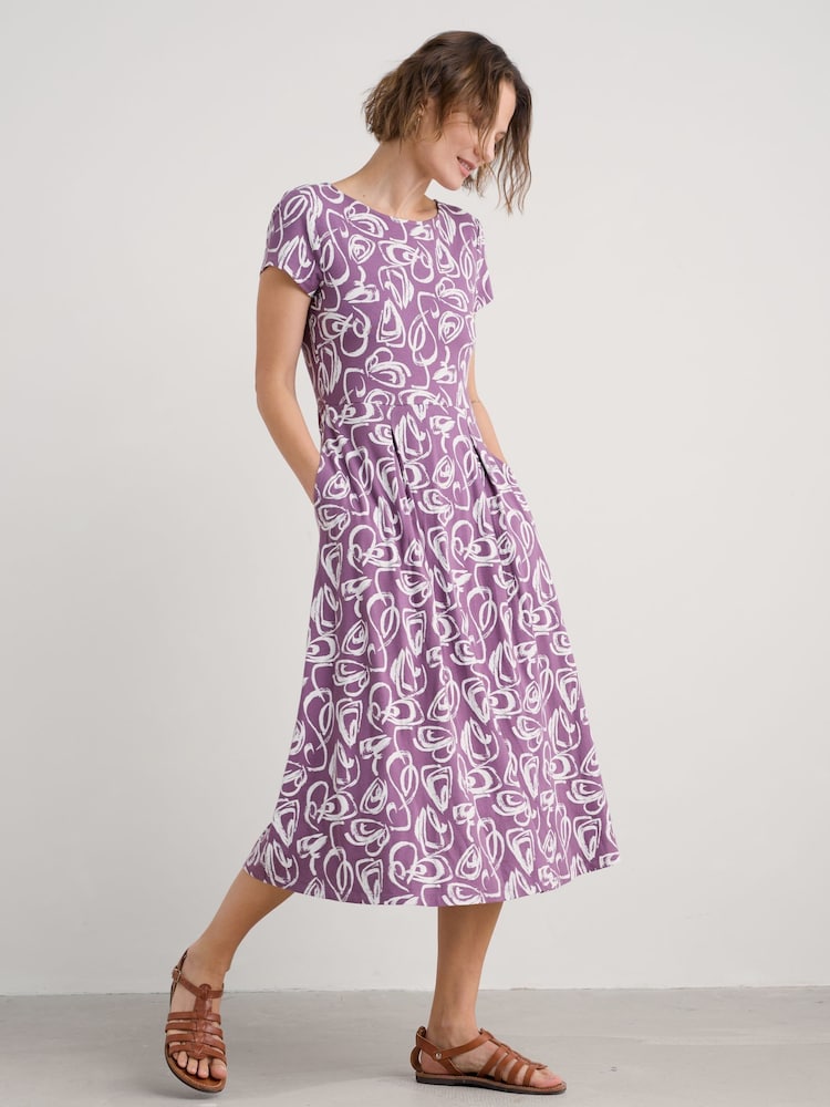 Seasalt Cornwall Purple Tall April Short Sleeve Dress - Image 1 of 5