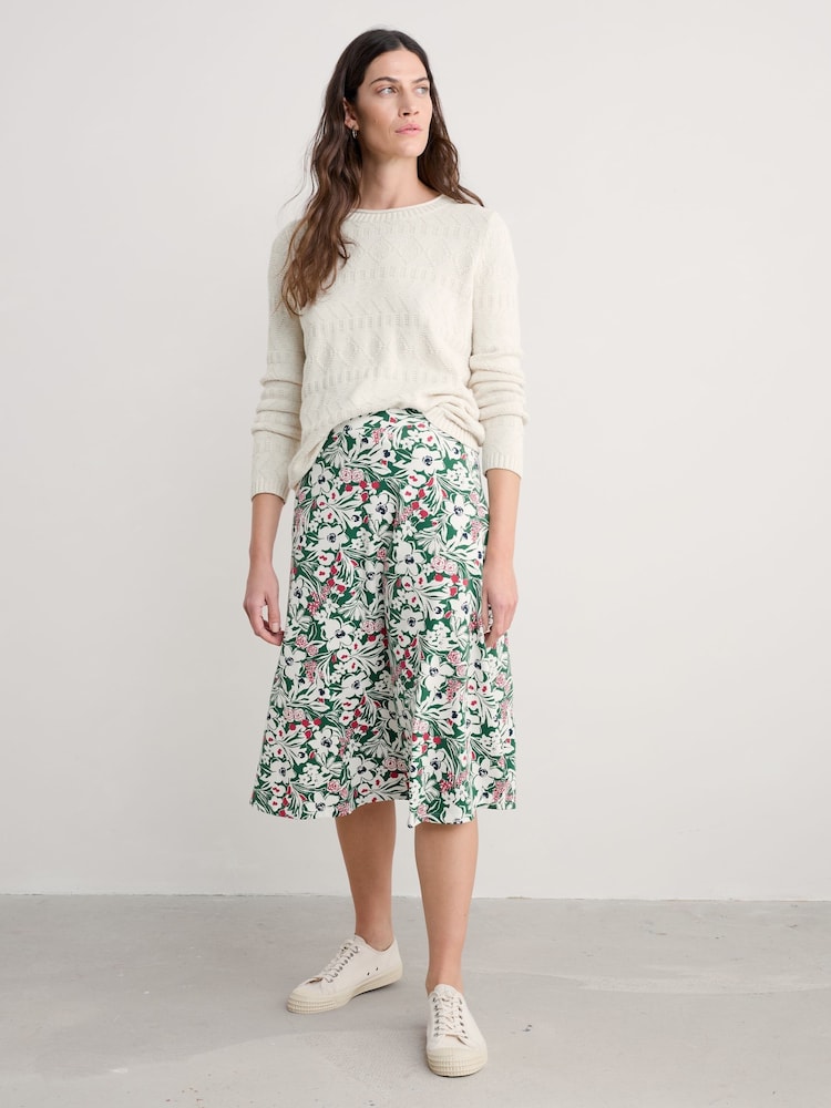 Seasalt Cornwall Green Rose A-Line Skirt - Image 1 of 5