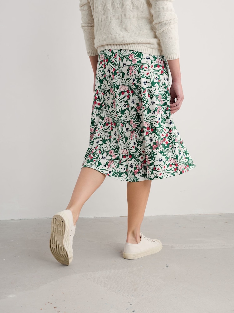 Seasalt Cornwall Green Rose A-Line Skirt - Image 2 of 5