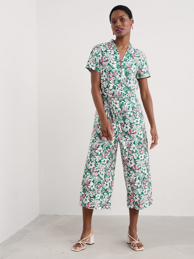 Seasalt Cornwall Green Treen Cove Linen Jumpsuit - Image 1 of 4