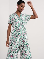 Seasalt Cornwall Green Treen Cove Linen Jumpsuit - Image 3 of 4