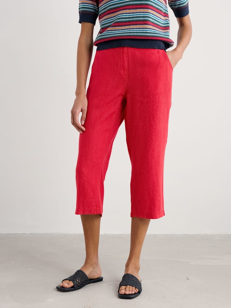Seasalt Cornwall Red Brawn Point Crops Trousers - Image 1 of 5