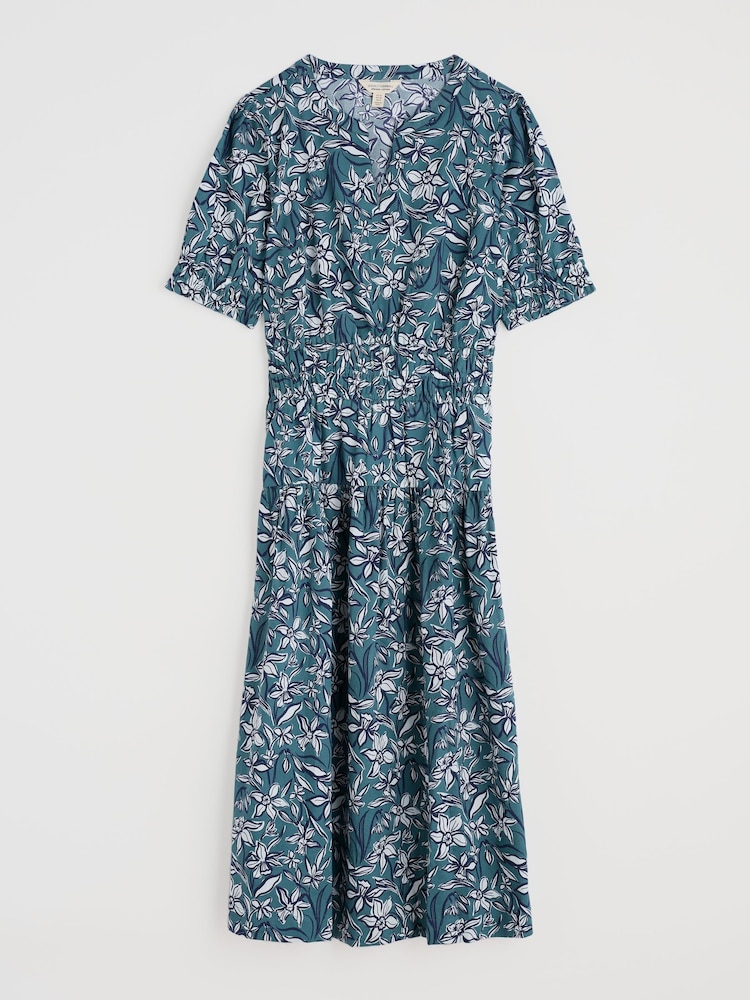 Vert - Robe mi-longue Seasalt Cornwall Edith smockée 100% coton - Image 4 of 5