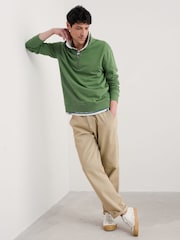 Seasalt Cornwall Green Mens Wood Moss Quarter Zip 100%  Cotton Sweatshirt - Image 3 of 5
