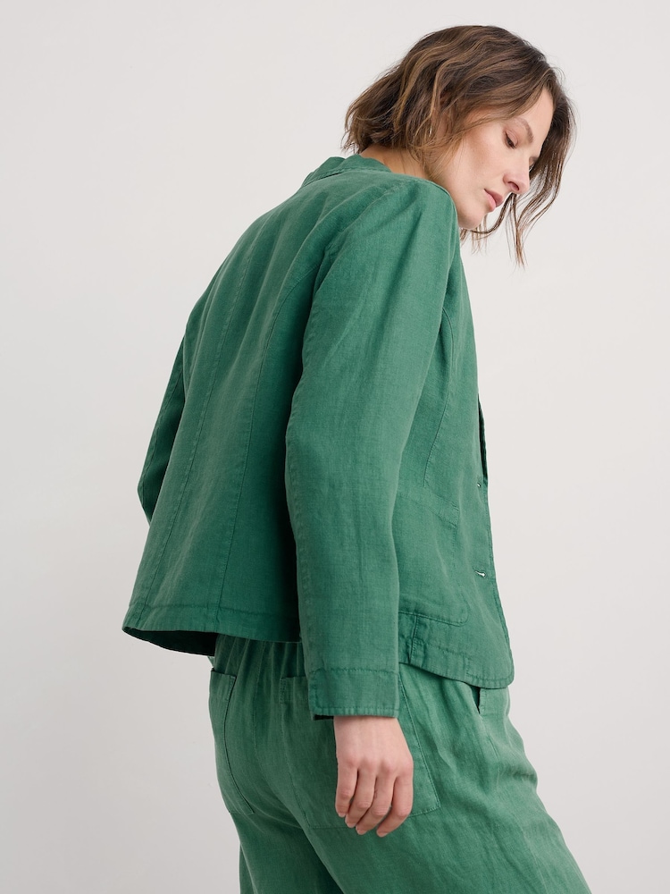 Seasalt Cornwall Green Petite Blinker 100% Linen Blazer - Image 2 of 5