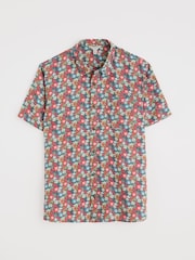 Seasalt Cornwall Blue/Pink Mens Heron Short Sleeve 100% Linen Shirt - Image 4 of 5