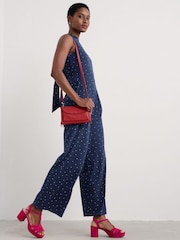 Seasalt Cornwall Blue Belyars Jersey Tie Neck Jumpsuit - Image 6 of 10