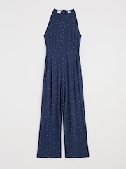 Seasalt Cornwall Blue Belyars Jersey Tie Neck Jumpsuit - Image 9 of 10