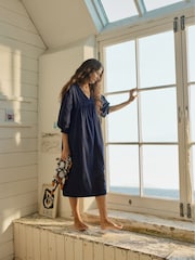 Seasalt Cornwall Light Blue Earth Colours Kaftan 100% Cotton Dress - Image 1 of 7