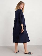 Seasalt Cornwall Light Blue Earth Colours Kaftan 100% Cotton Dress - Image 5 of 7