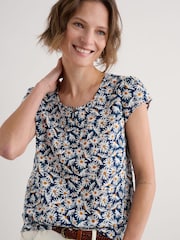 Azul - Seasalt Cornwall Garden Gate 100% Cotton Top - Imagen 1 de 5