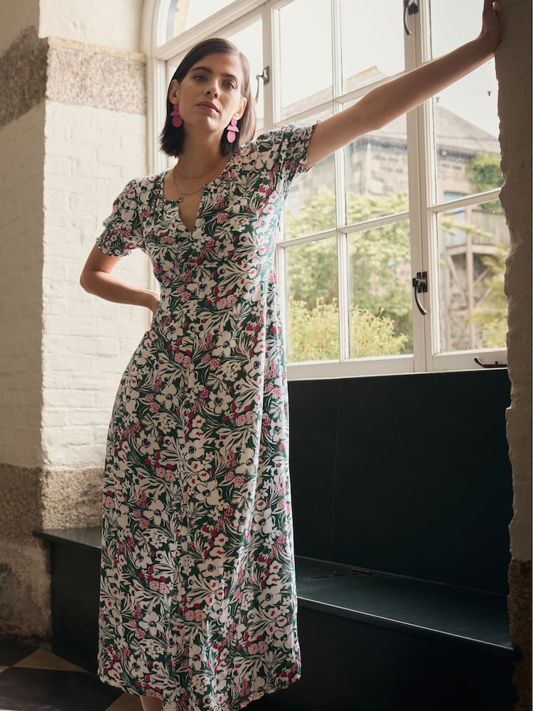 Seasalt Cornwall Green Marsh Short Sleeve Empire Line Dress - Image 2 of 8