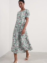 Seasalt Cornwall Green Marsh Short Sleeve Empire Line Dress - Image 4 of 8