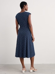 Seasalt Cornwall Blue Fettling Jersey Tie Detail Midi Dress - Image 2 of 6