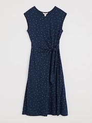 Seasalt Cornwall Blue Fettling Jersey Tie Detail Midi Dress - Image 5 of 6