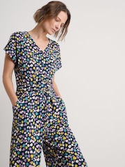 Seasalt Cornwall Black Petite Treen Cove Linen Jumpsuit - Image 3 of 5
