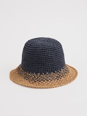Seasalt Cornwall Blue Interweave Mixed Weave Sun Hat - Image 1 of 4