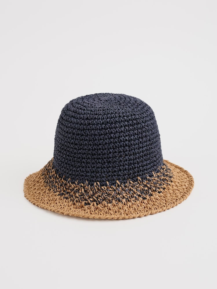 Seasalt Cornwall Blue Interweave Mixed Weave Sun Hat - Image 1 of 4