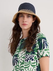 Seasalt Cornwall Blue Interweave Mixed Weave Sun Hat - Image 3 of 4