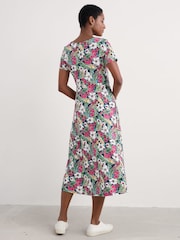 Seasalt Cornwall Black Multi Veronica Short Sleeve Jersey Midi Dress - Image 2 of 5