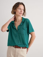 Verde - Seasalt Cornwall Parsley Fern Linen 100% Linen Jersey Shirt - Imagen 1 de 5
