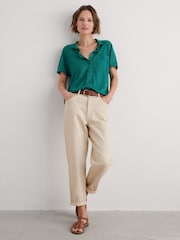 Verde - Seasalt Cornwall Parsley Fern Linen 100% Linen Jersey Shirt - Imagen 3 de 5