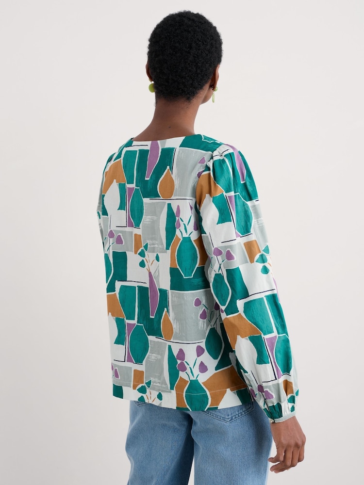 Seasalt Cornwall Teal Quill 100% Cotton Top - Imagen 2 de 5