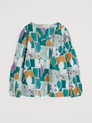Seasalt Cornwall Teal Quill 100% Cotton Top - Imagen 4 de 5