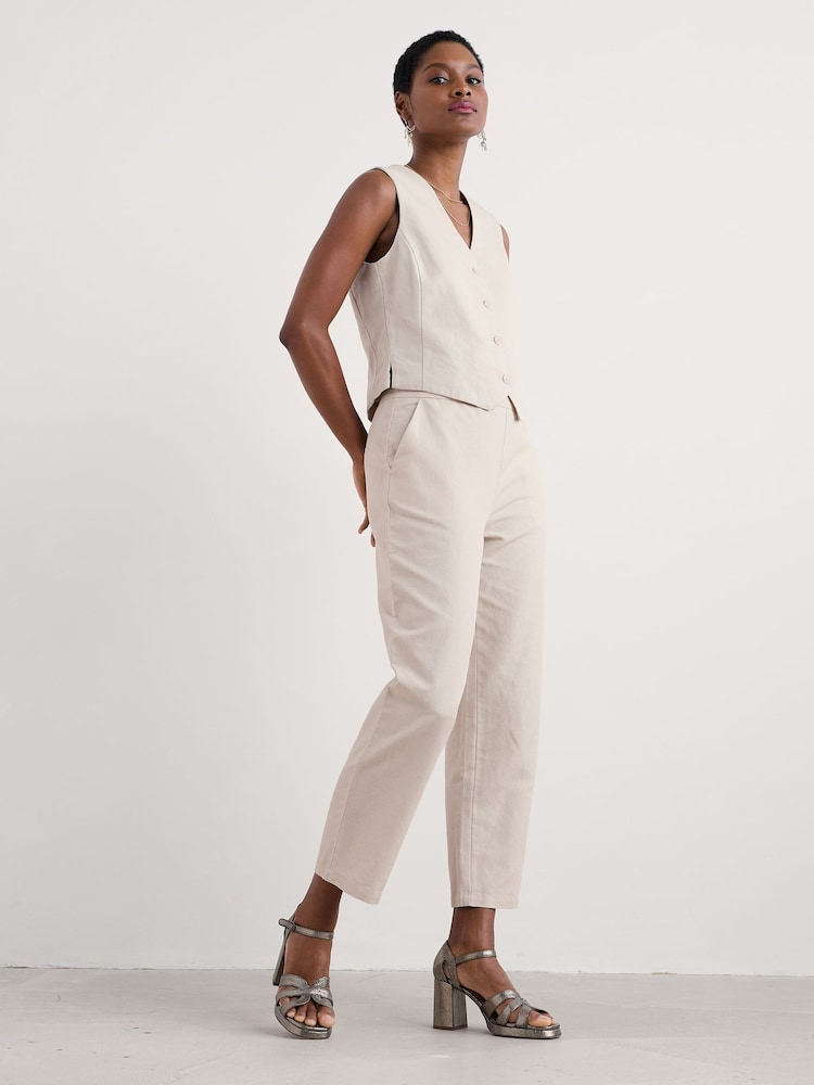 Seasalt Cornwall Natural Erica Linen Blend Waistcoat - Image 1 of 5