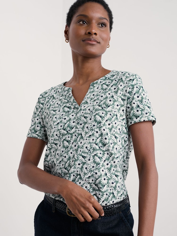 Verde - Seasalt Cornwall Waterflow Short Sleeve Top - Imagen 1 de 5