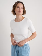 Seasalt Cornwall White Gorse Lane Rib T-Shirt - Image 1 of 5