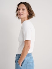 Seasalt Cornwall White Gorse Lane Rib T-Shirt - Image 2 of 5