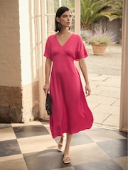 Seasalt Cornwall Pink Evenglow Satin Dress - Image 1 of 8