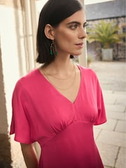 Seasalt Cornwall Pink Evenglow Satin Dress - Image 3 of 8