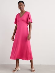 Seasalt Cornwall Pink Evenglow Satin Dress - Image 4 of 8