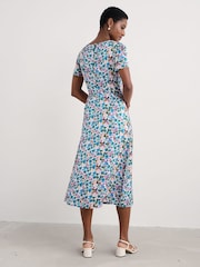 Seasalt Cornwall Blue Petite Rosalind Satin Midi Dress - Image 2 of 5