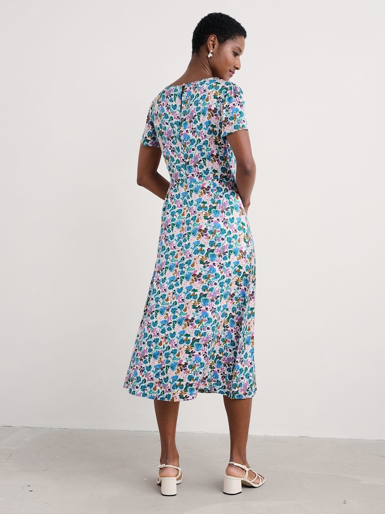 Seasalt Cornwall Blue Petite Rosalind Satin Midi Dress - Image 2 of 5
