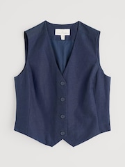 Seasalt Cornwall Blue Erica Linen Blend Waistcoat - Image 4 of 5