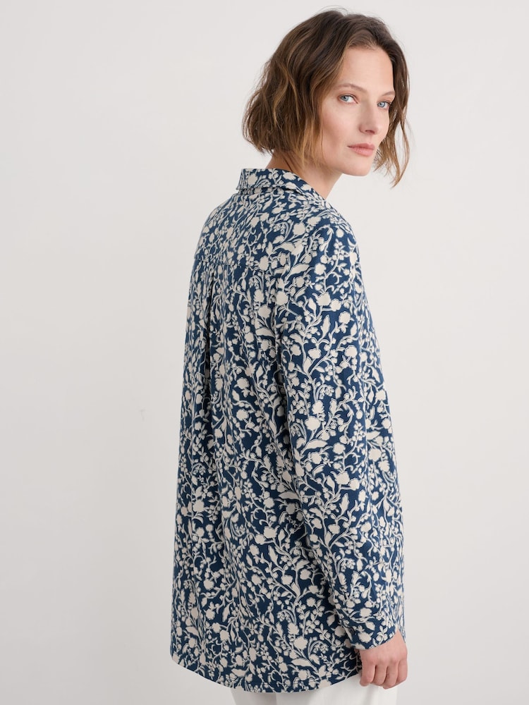 Azul - Seasalt Cornwall Dove Plant Jersey Button Through Shirt - Imagen 2 de 5