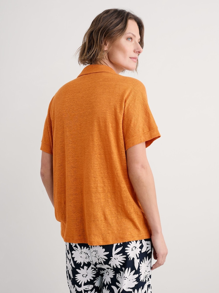Seasalt Cornwall Yellow Parsley Fern Linen 100% Linen Jersey Shirt - Image 2 of 4