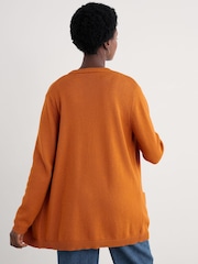 Seasalt Cornwall Orange Riverboat Long 100% Cotton Cardigan - Image 2 of 5