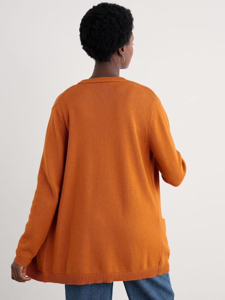 Seasalt Cornwall Orange Riverboat Long 100% Cotton Cardigan - Image 2 of 5