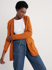 Seasalt Cornwall Orange Riverboat Long 100% Cotton Cardigan - Image 4 of 5
