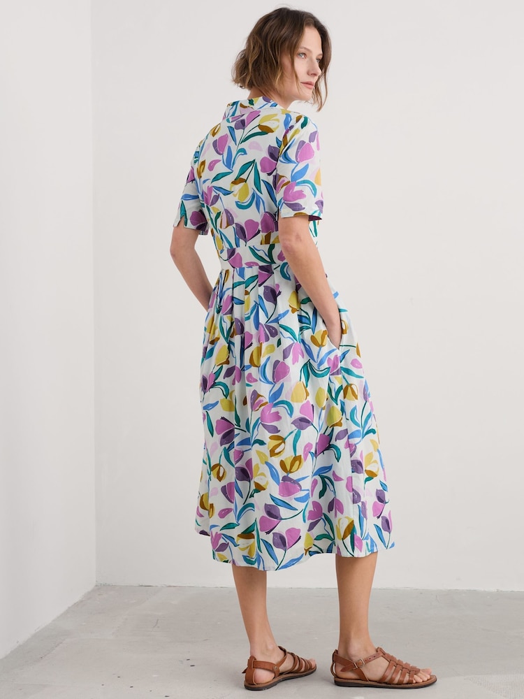 Seasalt Cornwall White/Multi Tall Multi Charlotte 100% Cotton Dress - Image 2 of 5