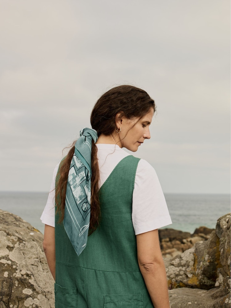 Seasalt Cornwall Green May Garland Square Scarf - Image 1 of 6 Seasalt Cornwall Green May Garland Square Scarf - Image 1 of 6