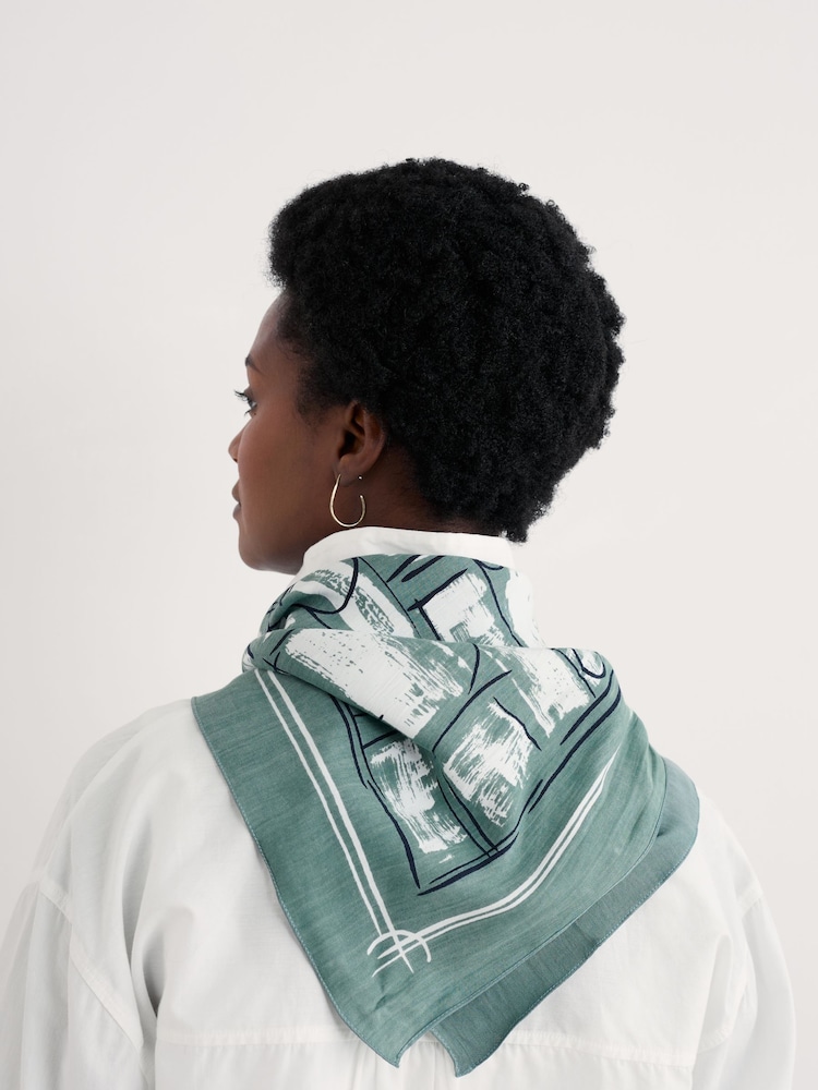 Seasalt Cornwall Green May Garland Square Scarf - Image 2 of 6 Seasalt Cornwall Green May Garland Square Scarf - Image 2 of 6