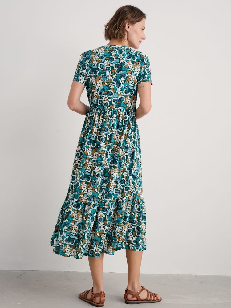 Seasalt Cornwall Blue Rainette Jersey Above Ankle 100% Cotton Dress - Image 2 of 5
