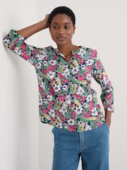 Seasalt Cornwall Multi Multi Watercolour Sketch 3/4 Sleeve Blouses - Image 1 of 5