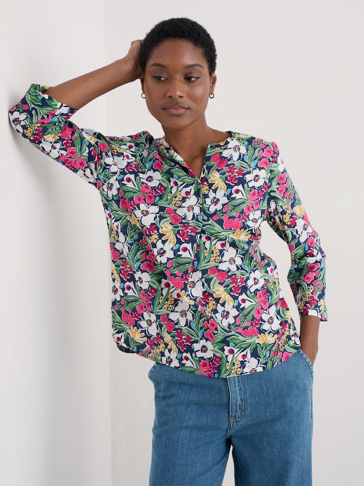 Seasalt Cornwall Multi Multi Watercolour Sketch 3/4 Sleeve Blouses - Image 1 of 5